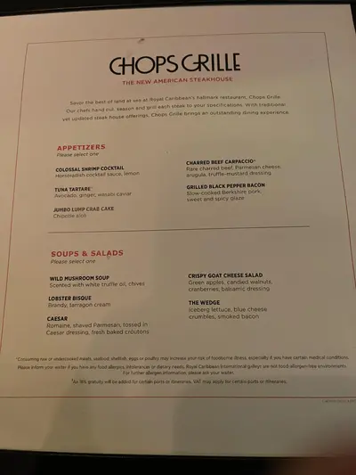 Chops menu