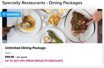 Discounted eatery packages