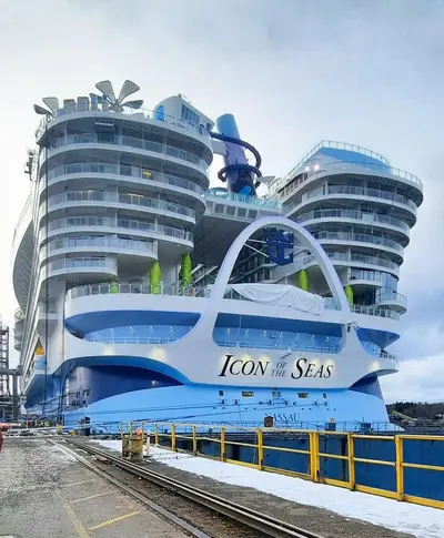 Icon of the Seas in shipyard