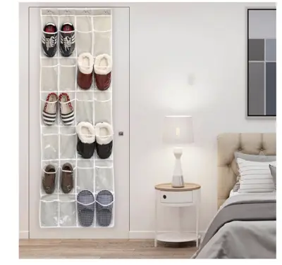 Over The Narrow Door Shoe Organizer With 12 Crystal Pockets Hanging Closet  Door (2 Packs, White)