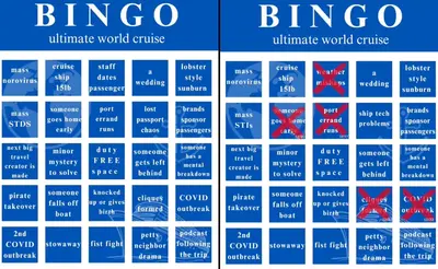 World Cruise bingo card