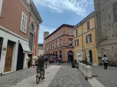 Ravenna Italy person cycling in the city center