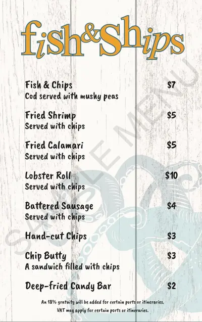 Fish and Ships menu