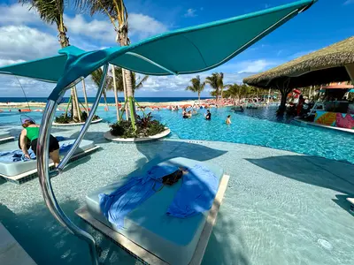 Loungers in the pool