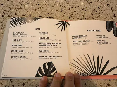 Hideaway drink menu