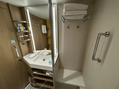 Bathroom in the Spacious Infinite Central Park Balcony Cabin on Icon of the Seas