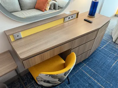 Spacious Infinite Central Park Balcony Cabin vanity on Icon of the Seas