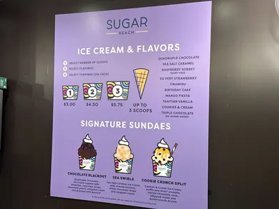 Sugar Beach menu