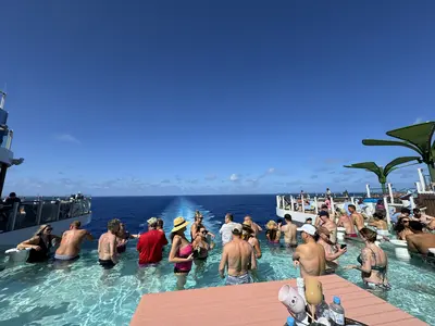 The Hideaway pool was crowded at times