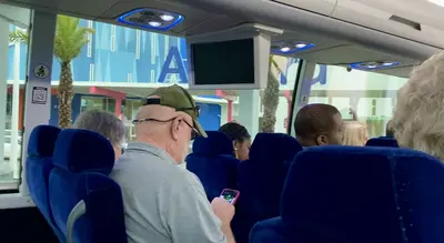 People waiting inside a bus