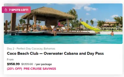 Overwater cabana price