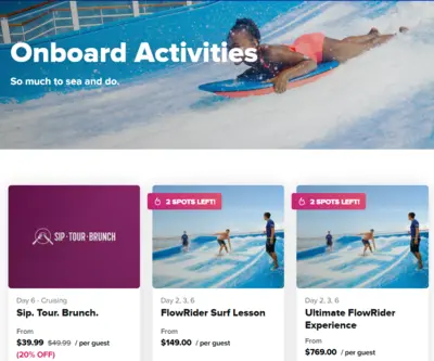 Onboard activities to book