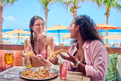 Eating at Hideaway Beach