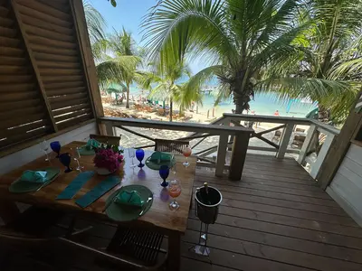 Villa dining room table with view