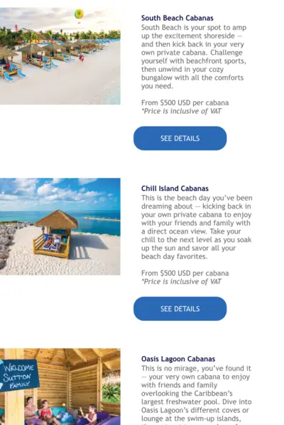 royalup cabana bid prices