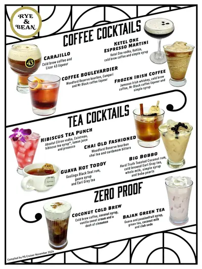 Rye and Bean menu