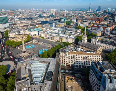 Aerial view of Trafalgar Square