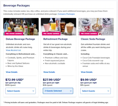 Three drink packages