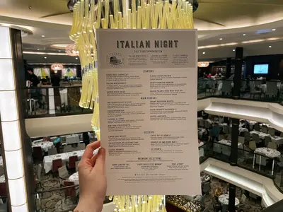 Royal Caribbean MDR Menu