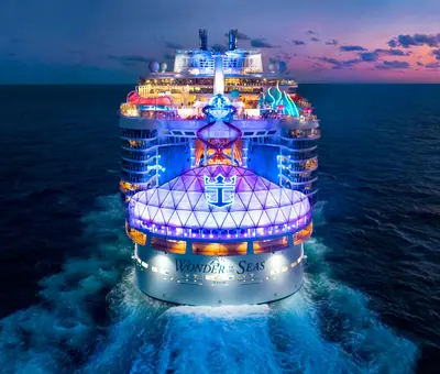 Wonder of the Seas aerial rear night