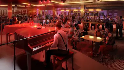 Dueling Pianos concept art on Icon of the Seas