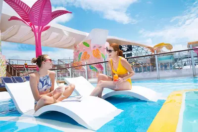 Women on pool deck