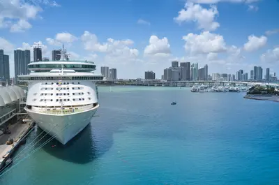 Cruise ship docked in Miami