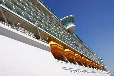 Side of Royal Caribbean cruise ship