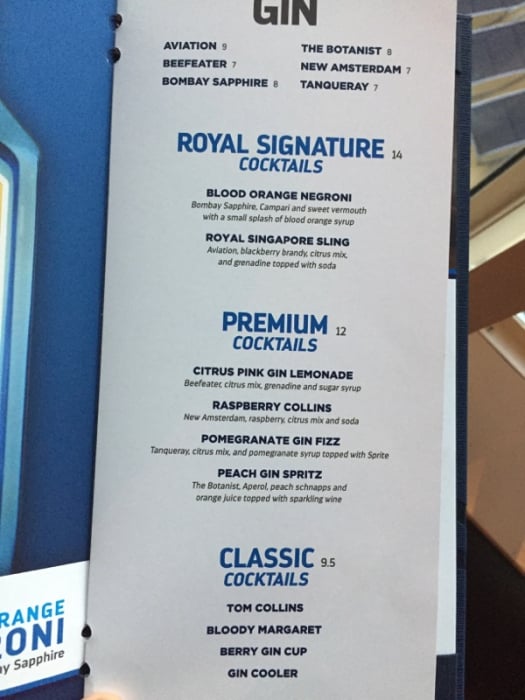 Spotted New Royal Caribbean drink menu design Royal Caribbean Blog