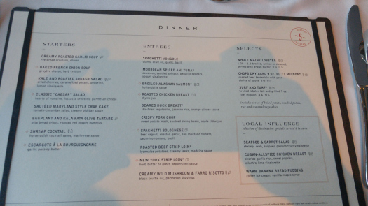 spotted: new main dining room menu on royal caribbean's oasis of spotted: new main dining room menu on royal caribbean's oasis of