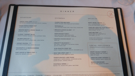 Spotted: New main dining room menu on Royal Caribbean's Oasis of the
