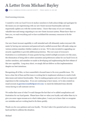 Royal Caribbean CEO apologizes for website upgrade issues | Royal
