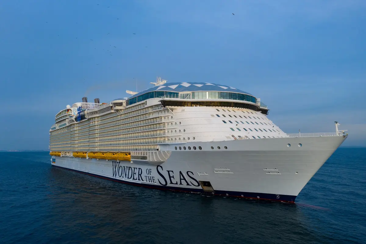 Wonder of the Seas at sea aerial