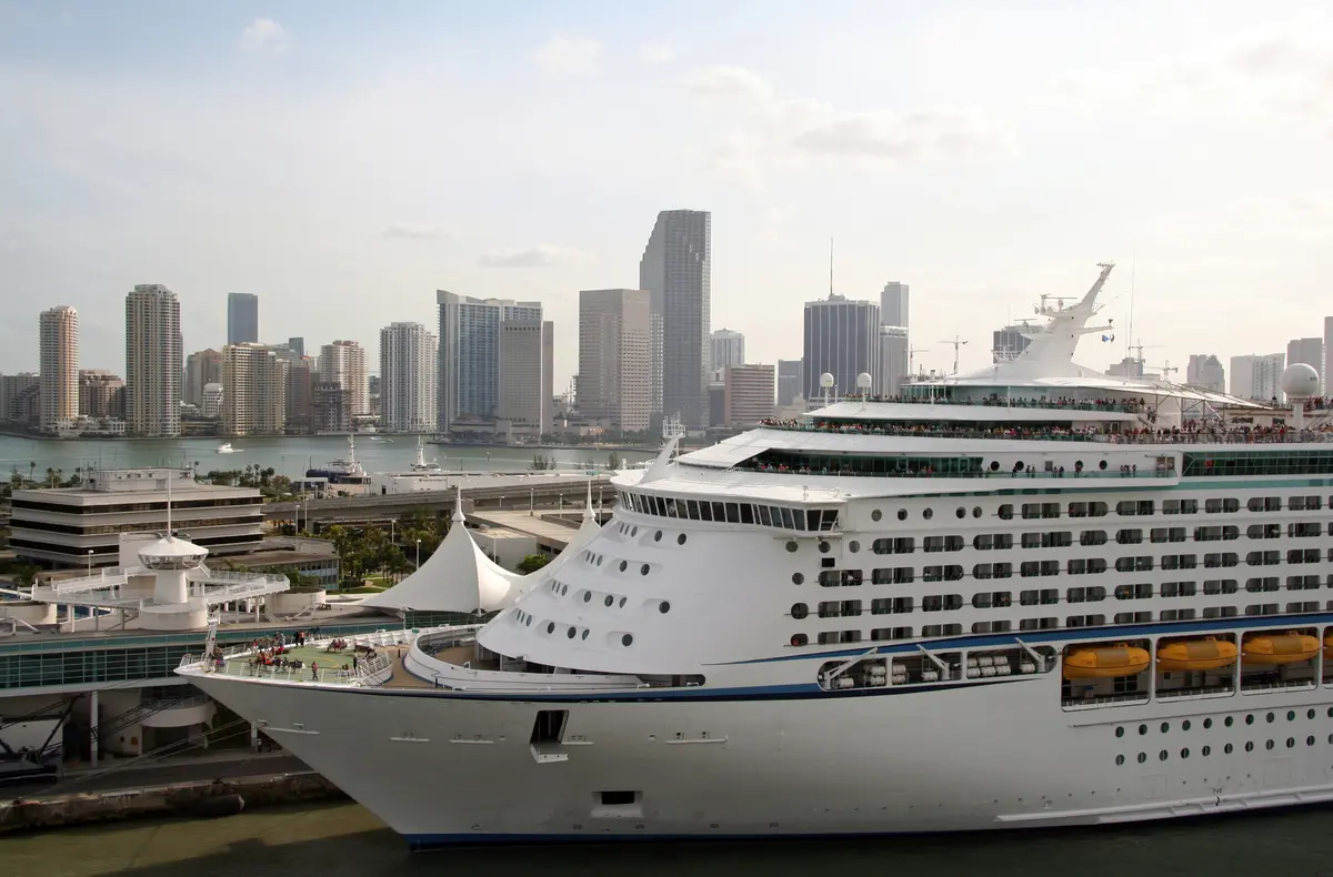 Cruise ship docked in Miami