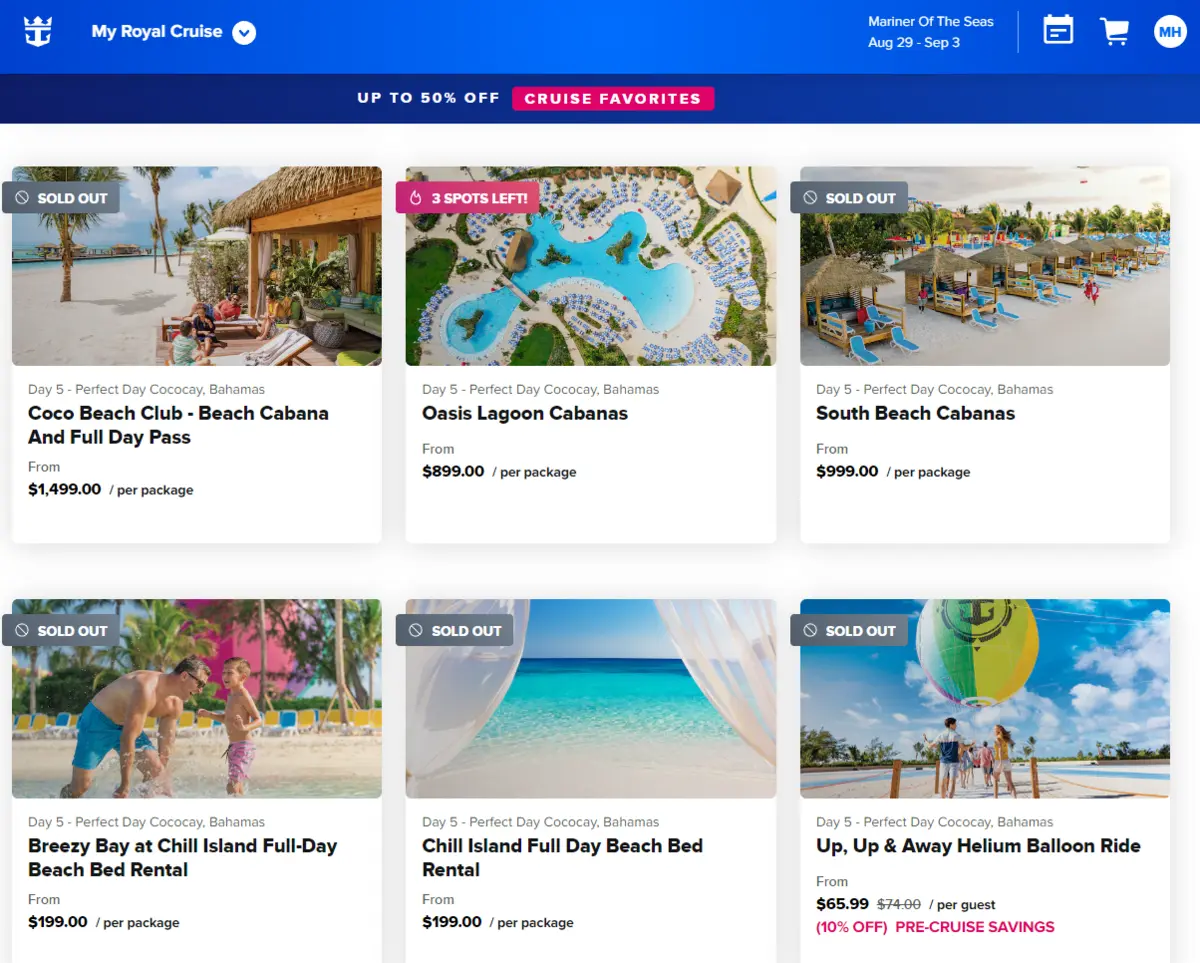 Cruise planner results