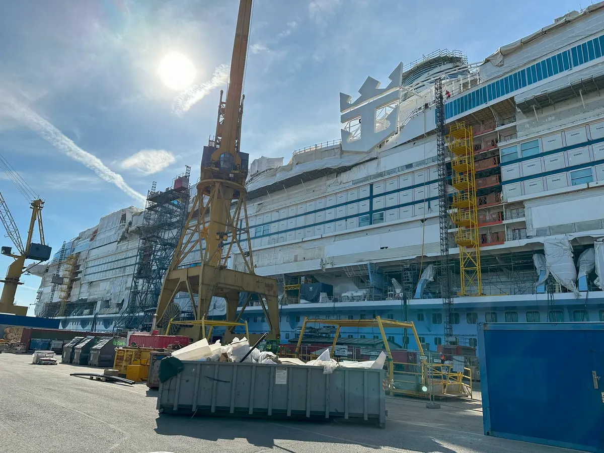 Icon of the Seas under construction in May 2023