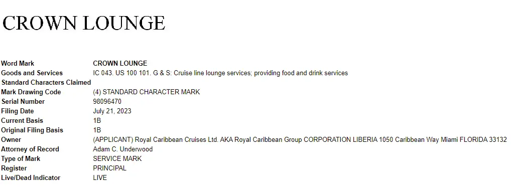 Crown Lounge trademark