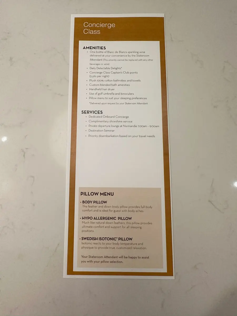 Concierge Class benefits