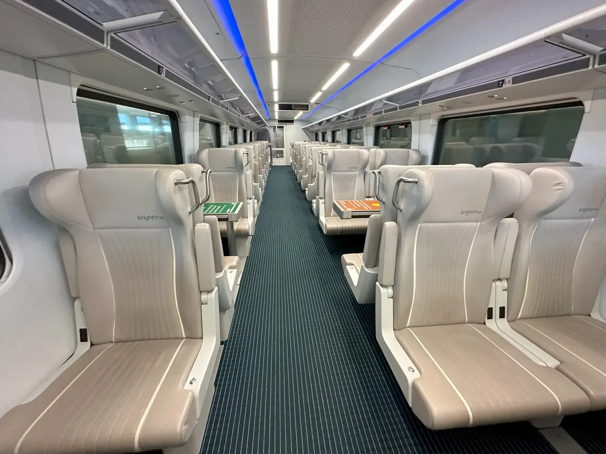 Seats on the Brightline train