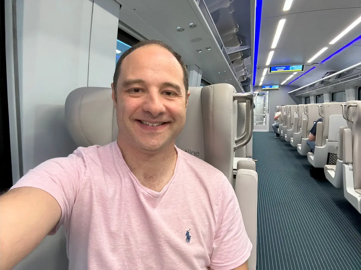 Matt on Brightline train
