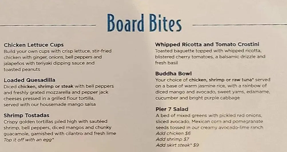 Pier 7 menu