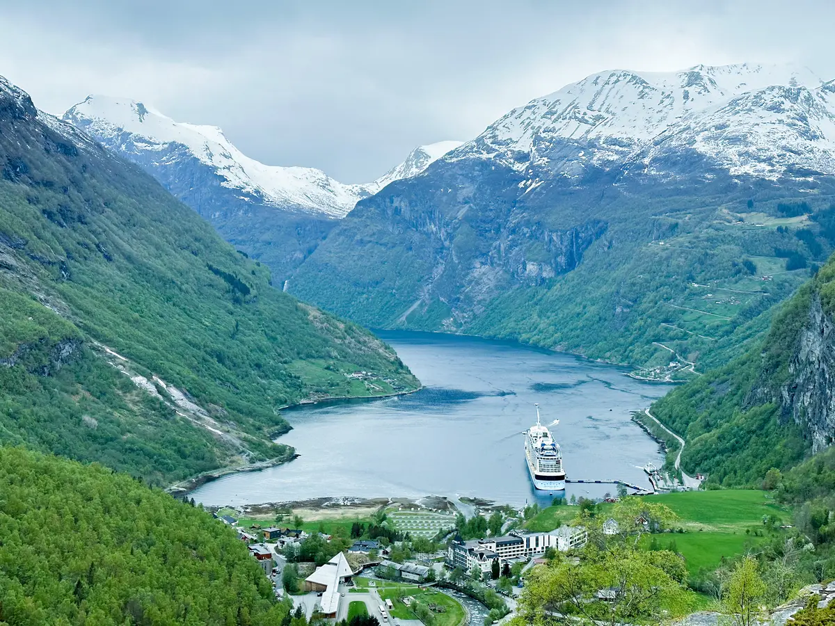 Norway cruise ship in fjord