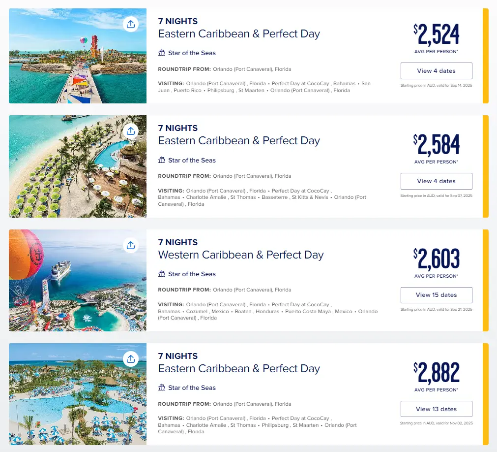 Cruise prices