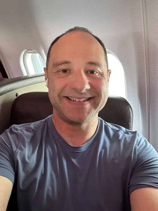 Matt on an airplane