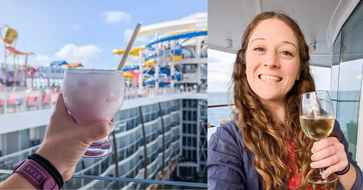 side by side image of cocktails on a Royal Caribbean cruise