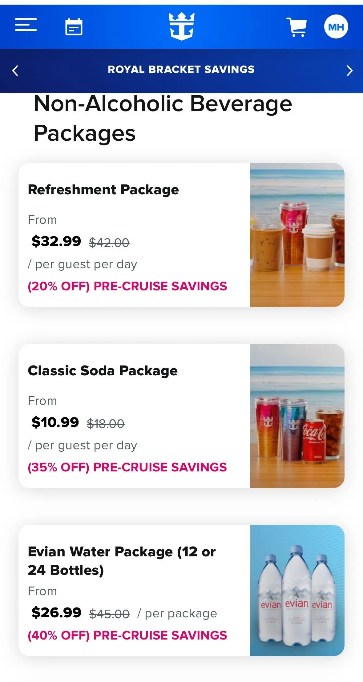 Sale on drink packages