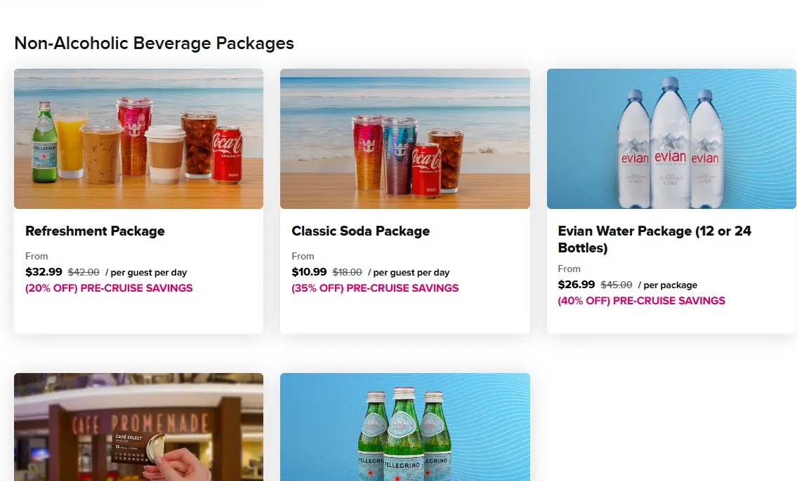 Various drink packages