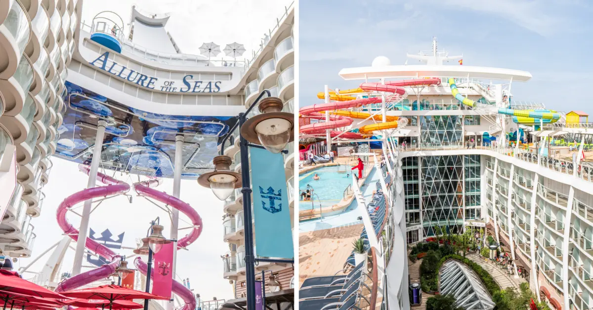 side by side image of Allure of the Seas