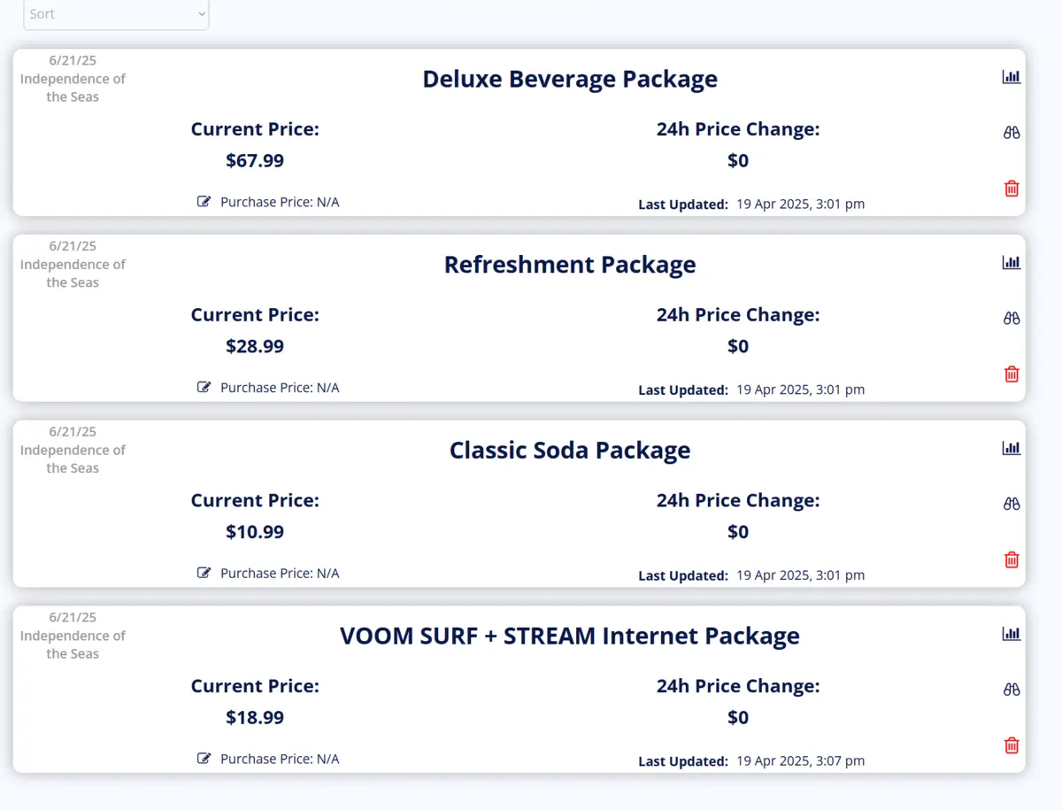 Price tracking dashboard