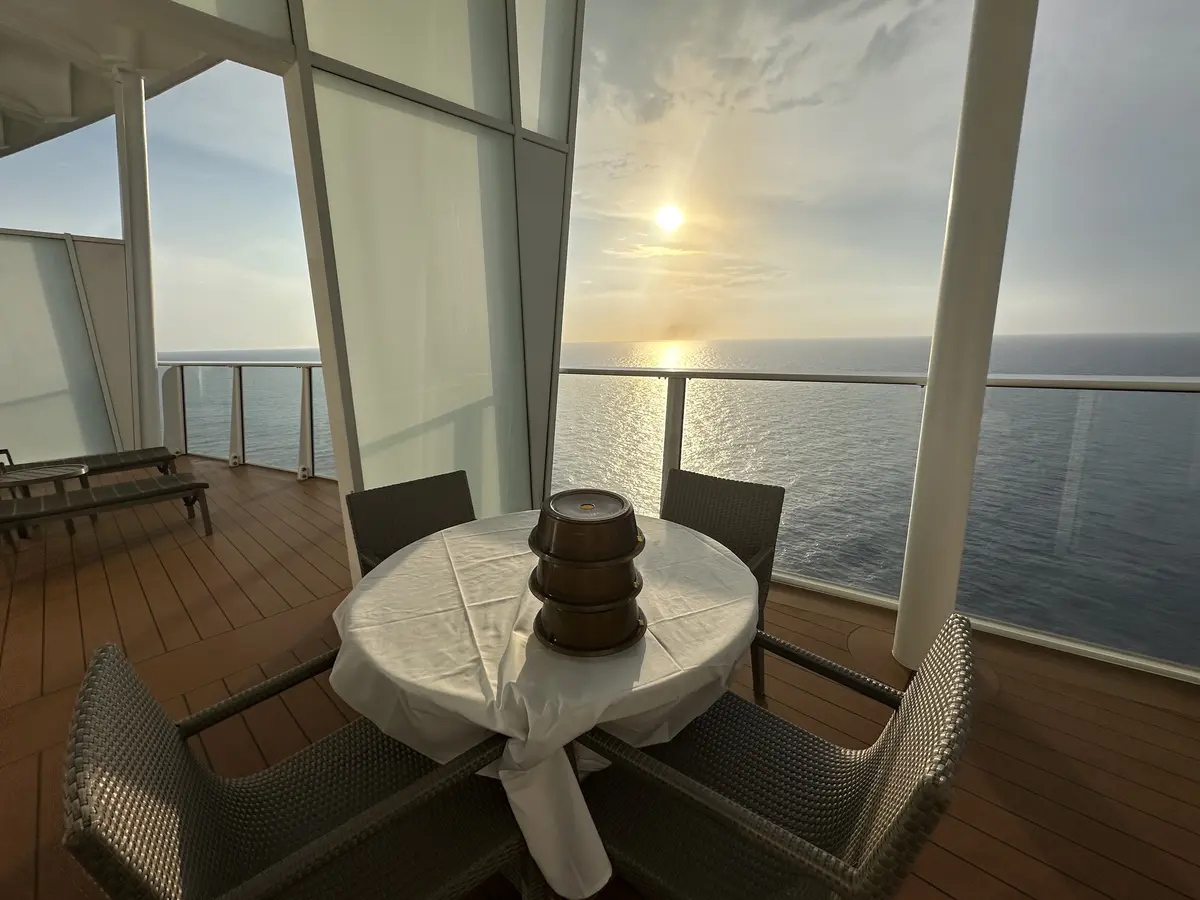 Room service on the suite balcony